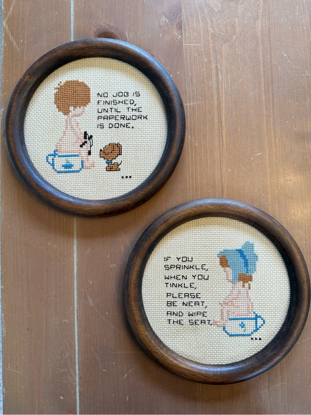 Set of Vintage Framed Cross Stitch Wall Art